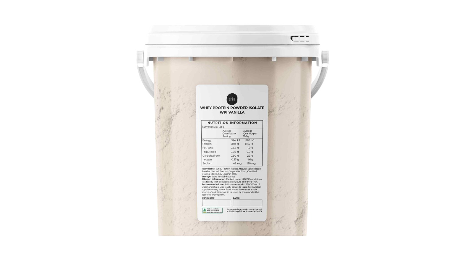 Orku Vanilla Whey Protein Isolate Powder Tub - 500g 