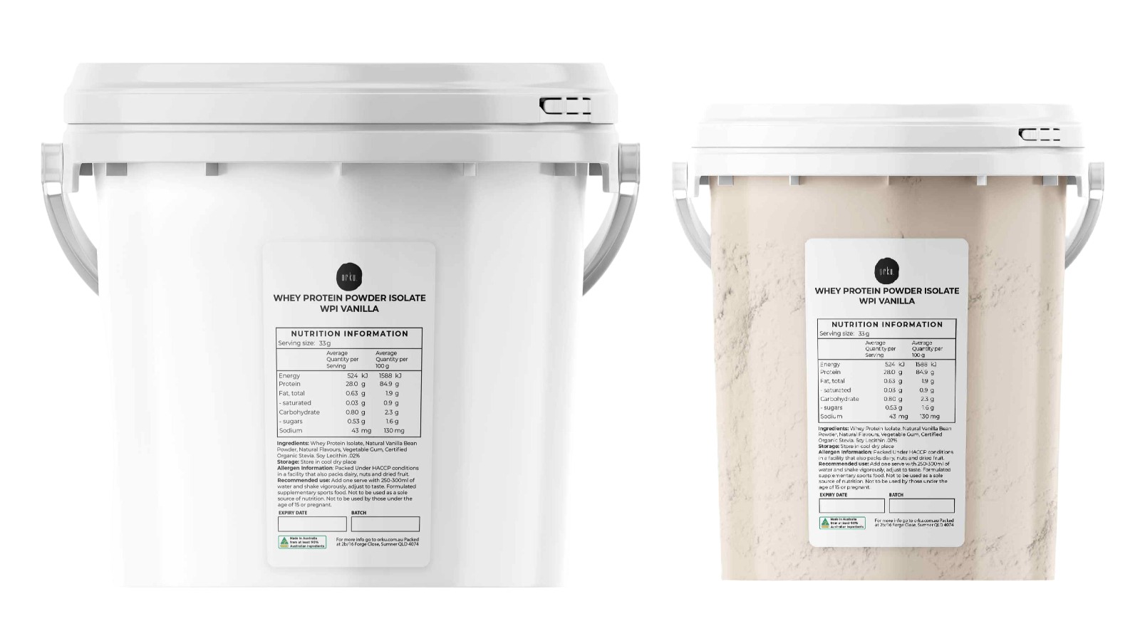 Orku Vanilla Whey Protein Isolate Powder Tub