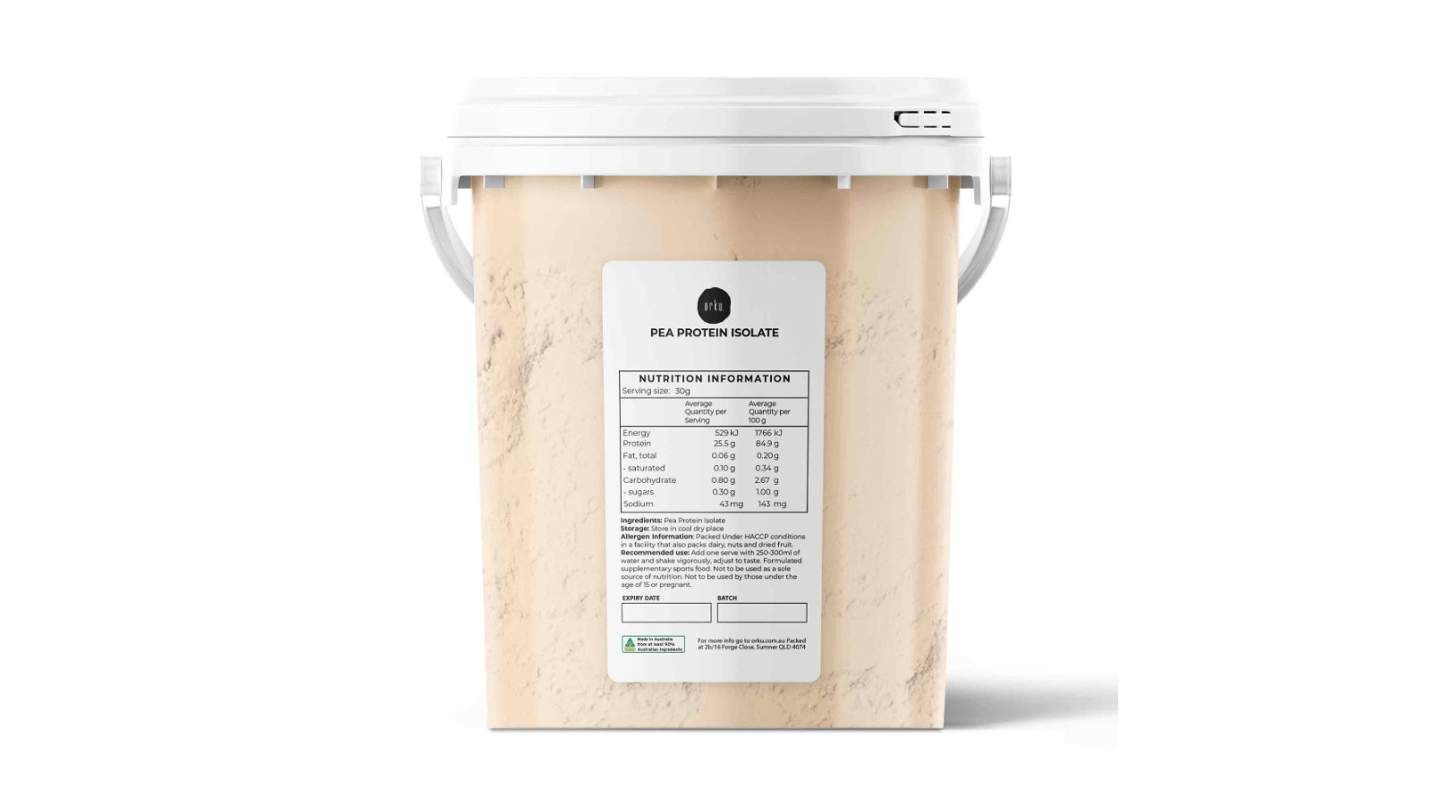 Orku Unsweetened Pea High Protein Isolate Powder Tub - 700g