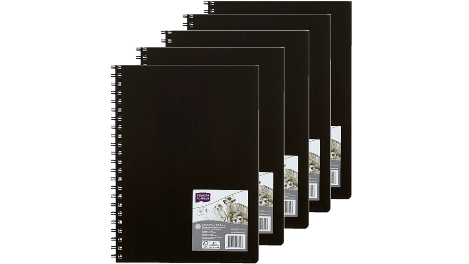 Derwent Pack of 5 A4 Black Hard Cover Academy Visual Art Diary - 120 Page