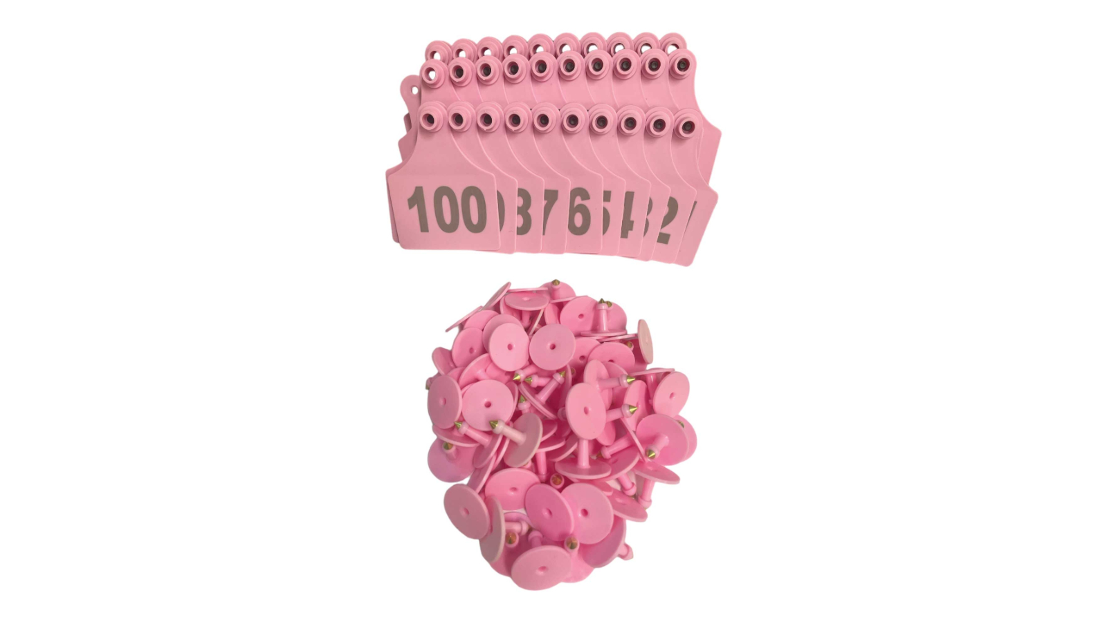 Rooster Farms 1-100 Pink Cattle Number Ear Tag Set - 7 x 10cm