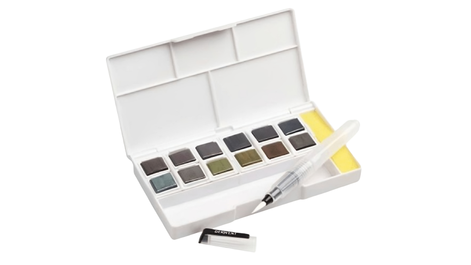 Derwent Assorted 12 Graphitint Paint Pan Set + Waterbrush