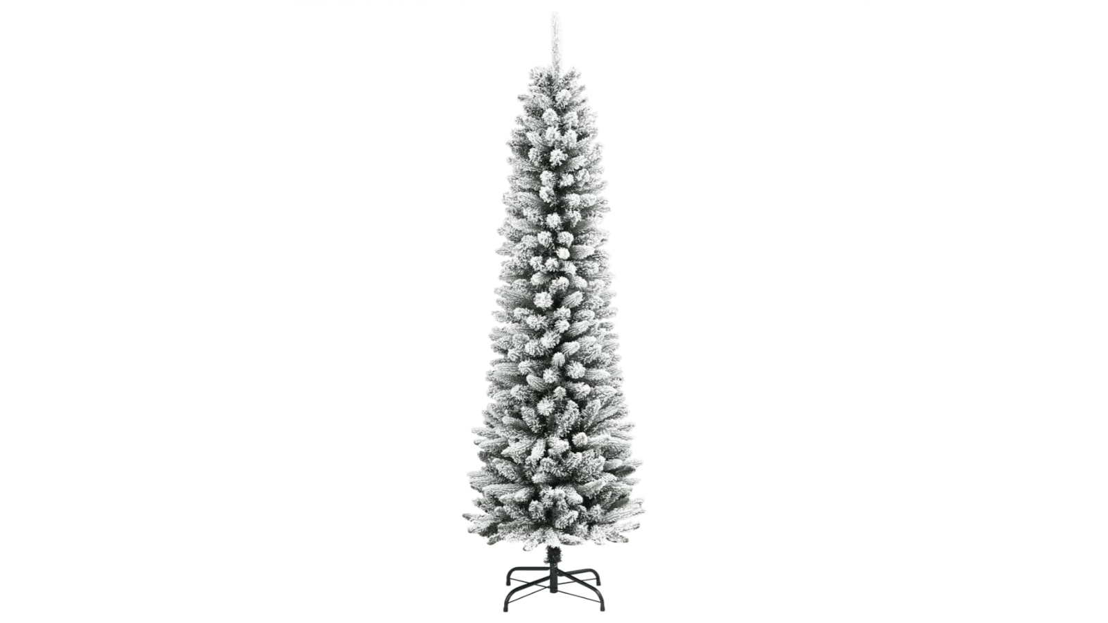 vidaXL PVC/PE Artificial Slim Christmas Tree with Flocked Snow - 210cm