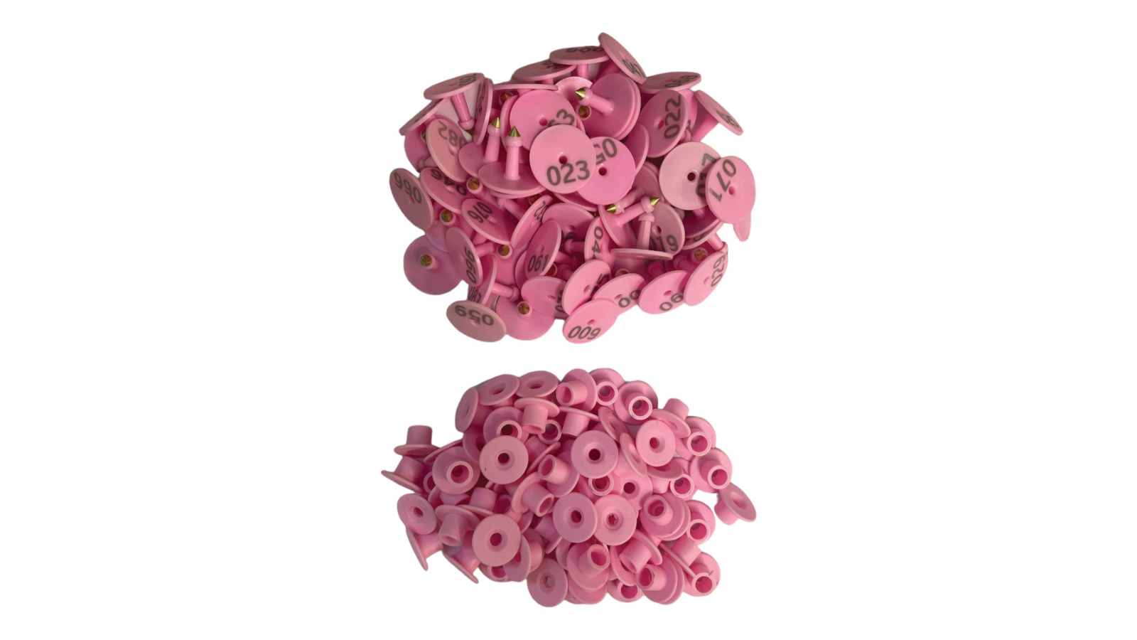 Rooster Farms 1-100 Round Cattle Number Ear Tag Set - Pink