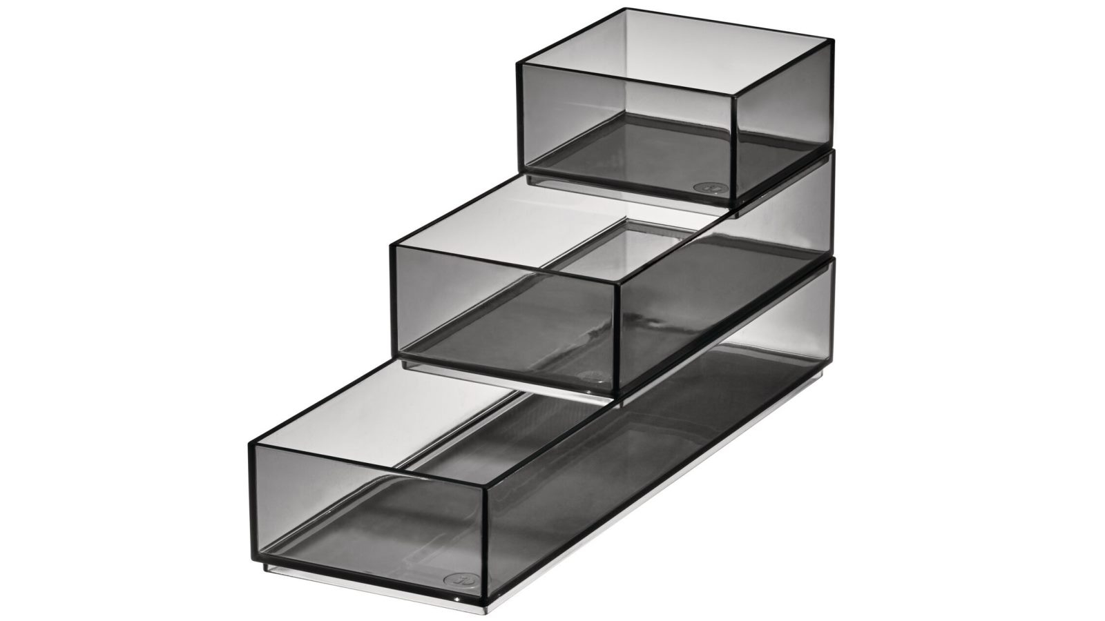 Stack Makeup Box iDesign 3 Piece Stack & Slide Cosmetic/Makeup Organisers - Smoke/Matte ...