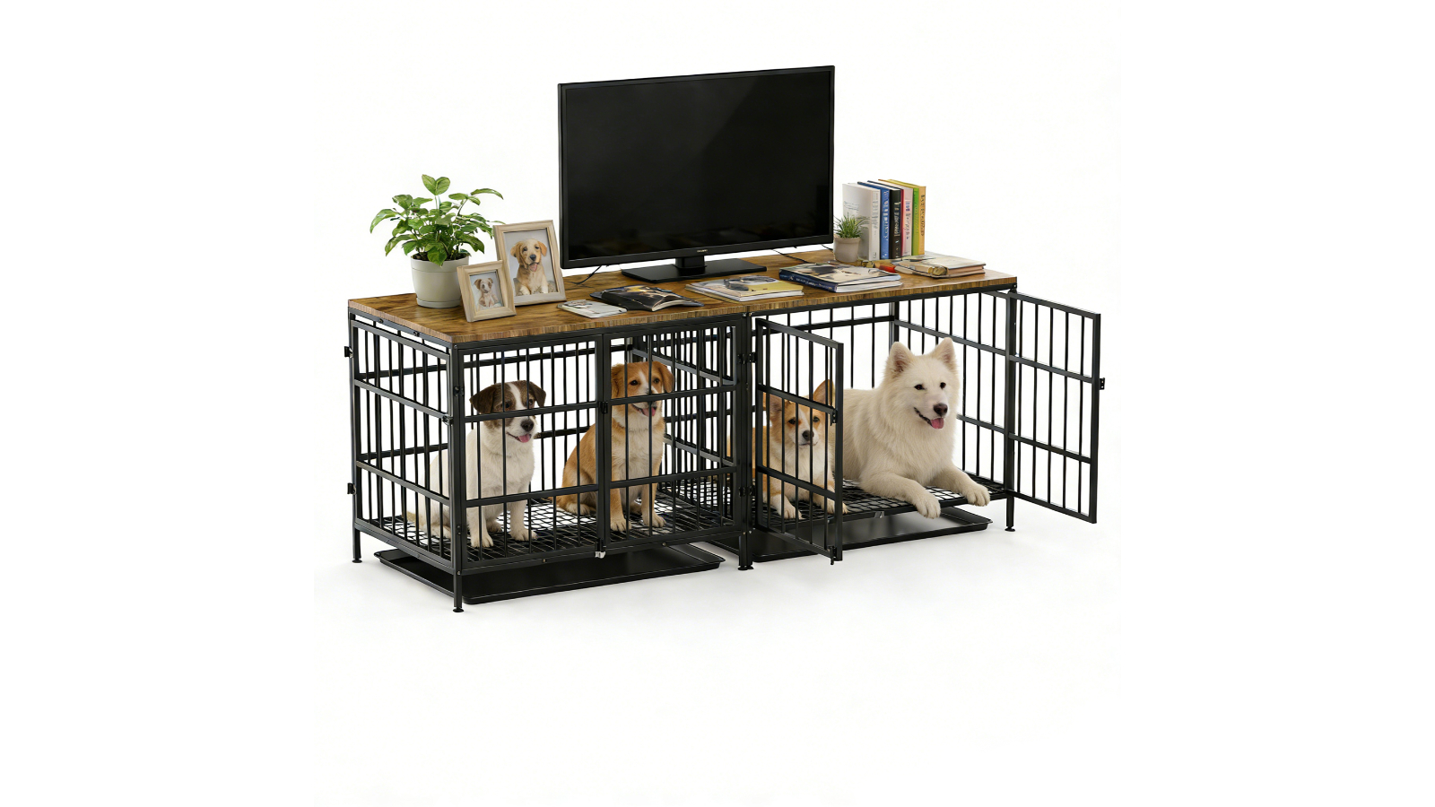 Advwin Double Dog Crate Furniture and Heavy-Duty TV Stand