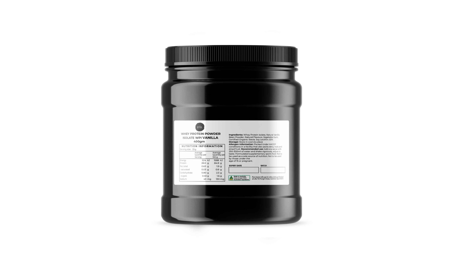 Orku Vanilla Whey Protein Isolate Powder Jar