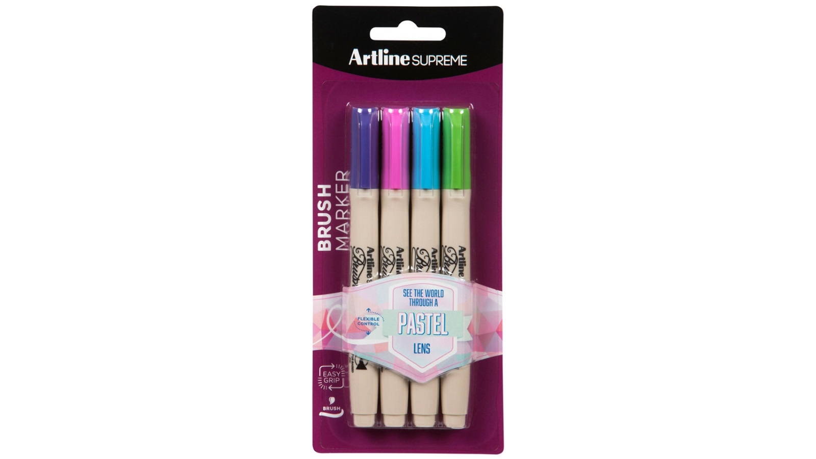 Artline 4-Piece Supreme Brush Markers - Assorted Pastel Colours