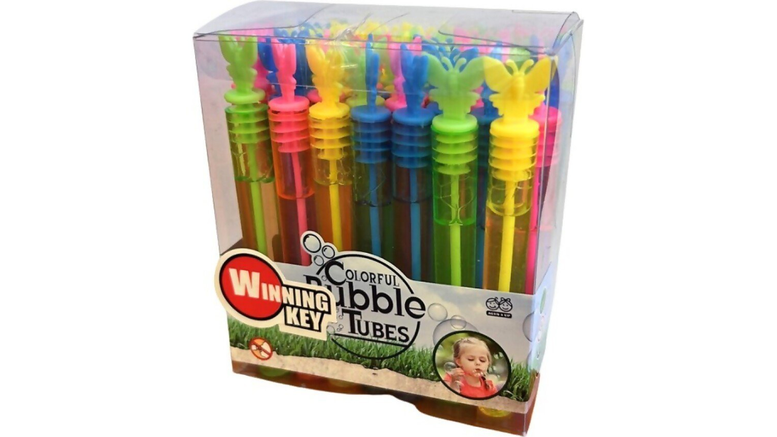 Winning Key Colorful Bubble Tube Butterfly - Pack of 48