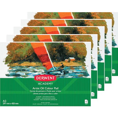 Derwent Pack of 5 A3 Academy Artist Oilpaint Pad Landscape - 15 Sheet
