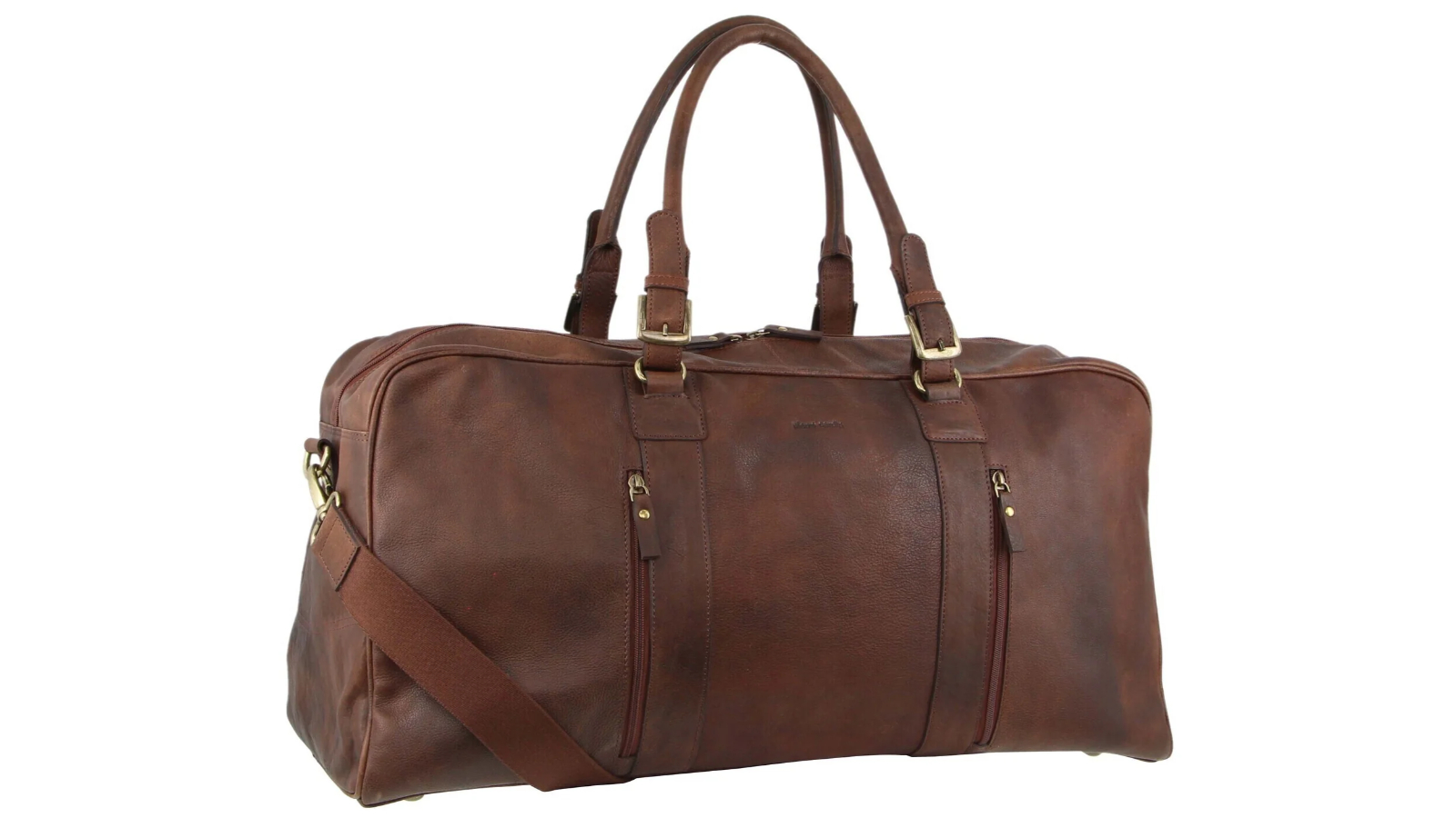 Pierre Cardin Rustic Leather Duffle Bag Chocolate Harvey Norman