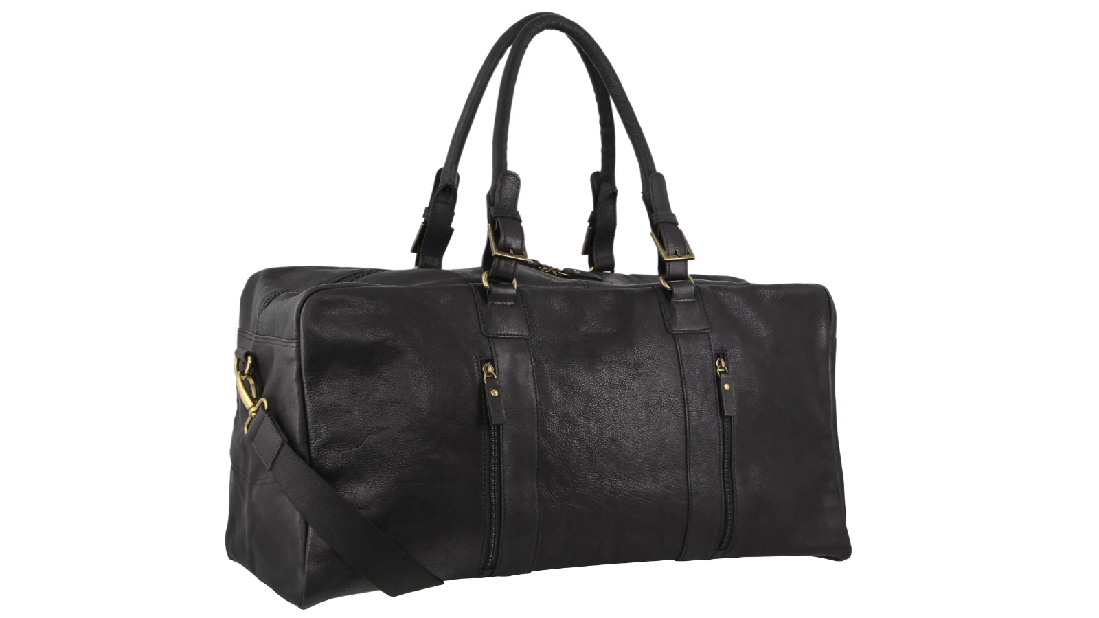 Pierre Cardin Rustic Leather Duffle Bag Black Harvey Norman