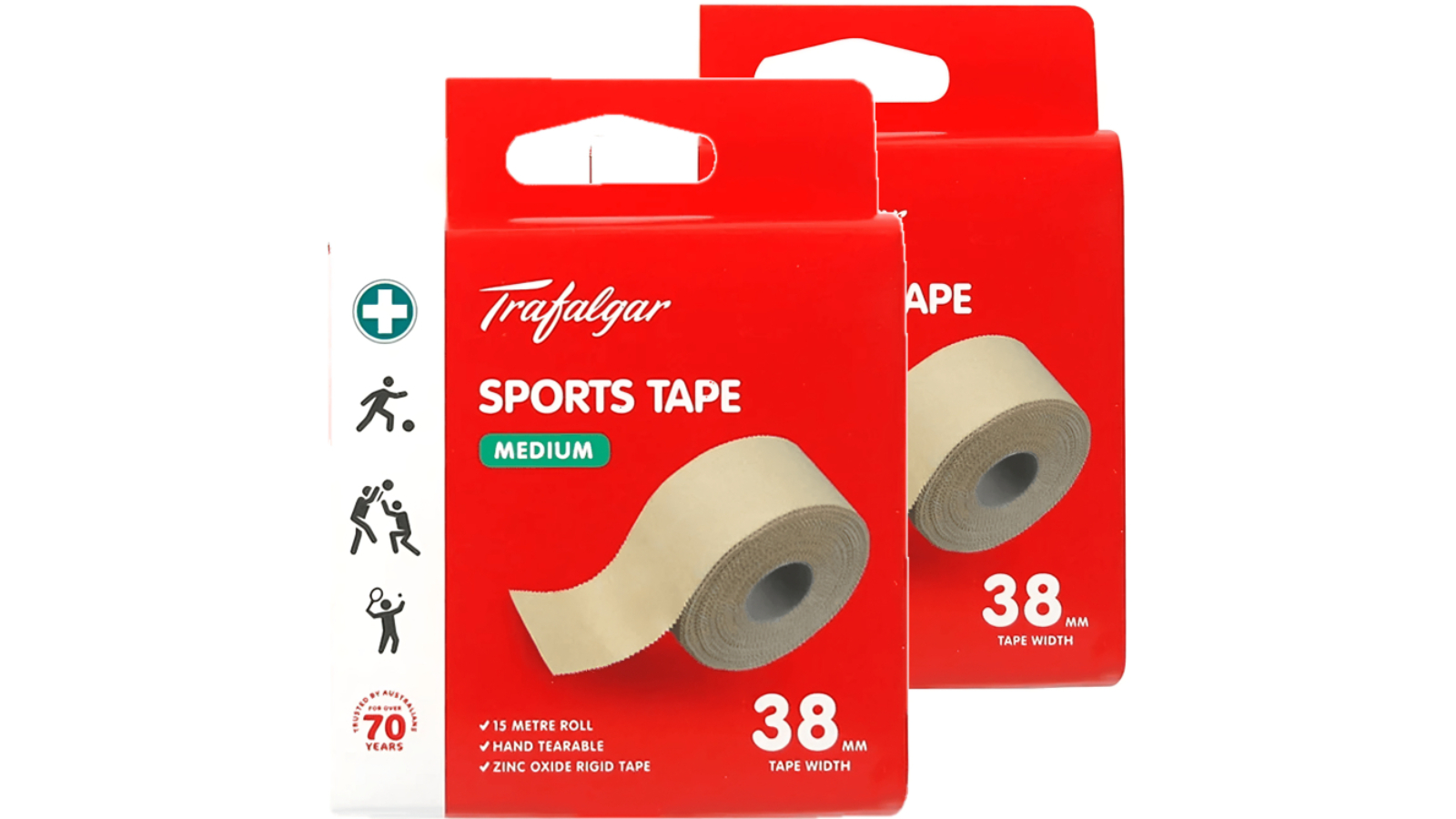 Trafalgar Pack of 2 Medium Sports Strapping Fabric Tape 