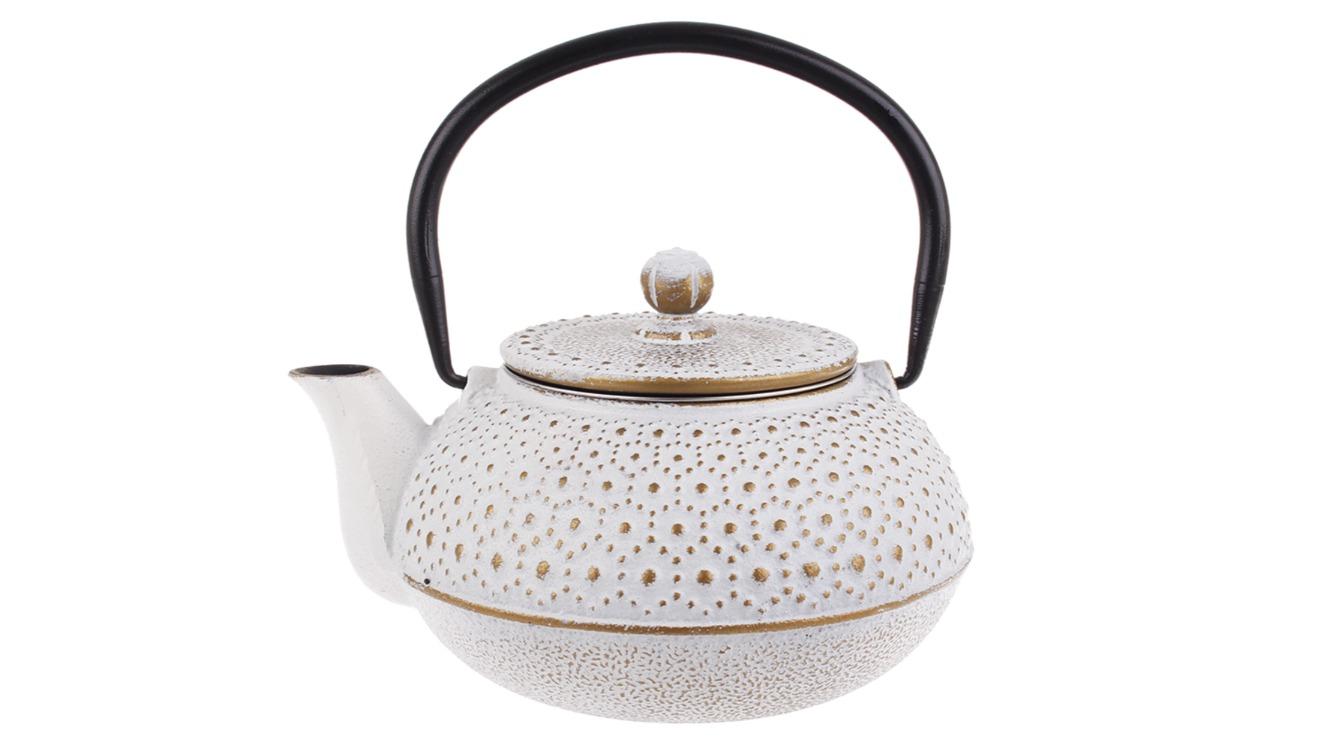 Purple Spoilz 600ml Teaology Cast Iron Teapot - Beaded White Gold