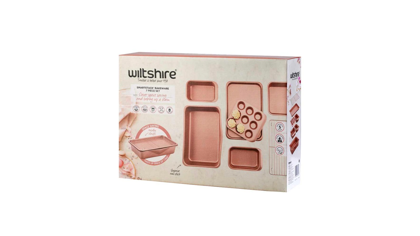 Wiltshire 7 Piece Rose Gold Smart Stack Bakeware Set