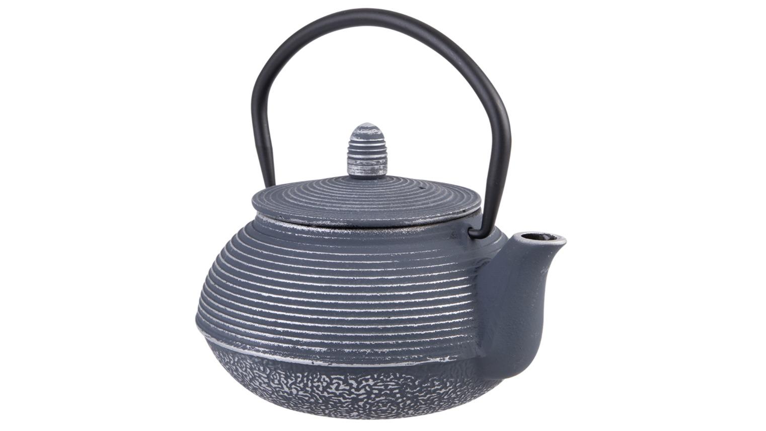 Purple Spoilz 600ml Teaology Cast Iron Teapot - Linear Blue Silver