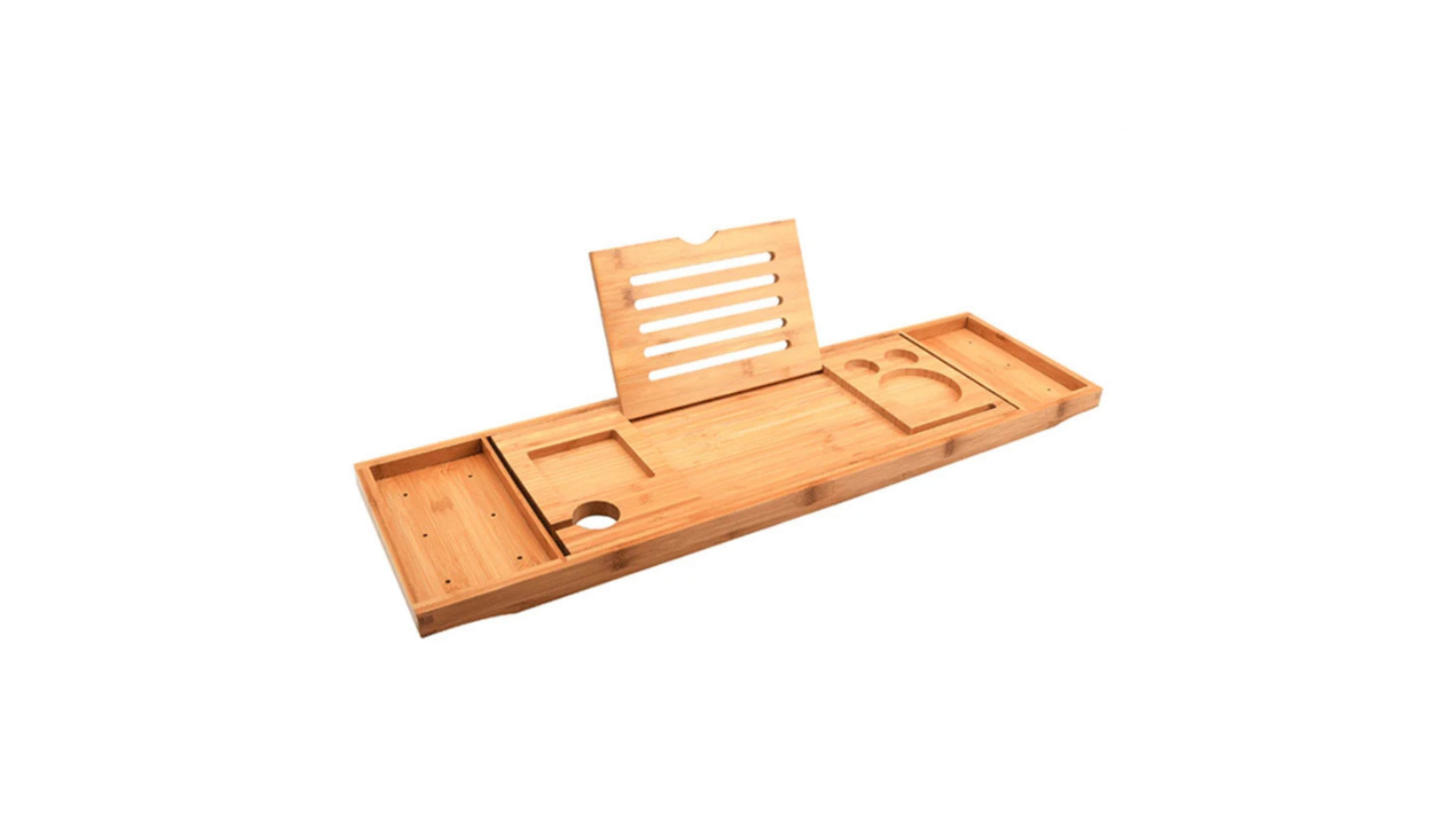 Orku Adjustable Luxury Bamboo Bath Caddy Tray