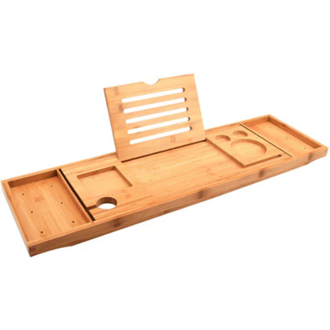 Orku Adjustable Luxury Bamboo Bath Caddy Tray