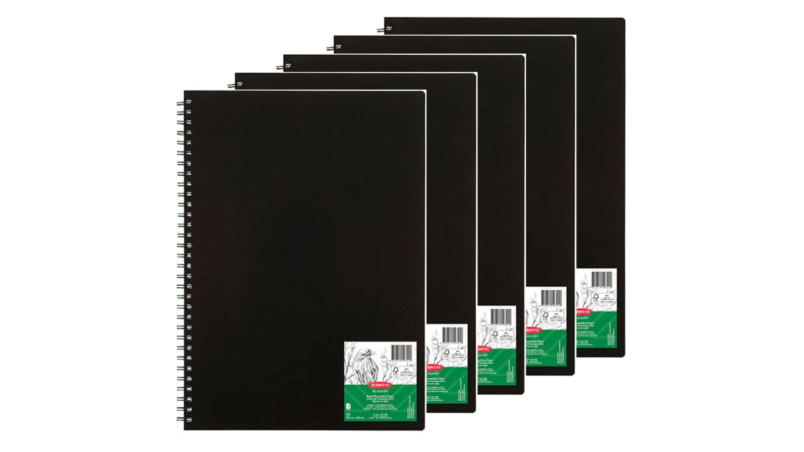 Derwent Pack of 5 A3 Black Academy Visual Art Diary - 120 Page