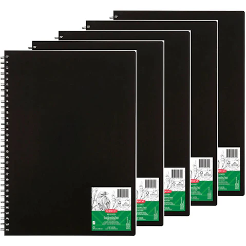 Derwent Pack of 5 A3 Black Academy Visual Art Diary - 120 Page