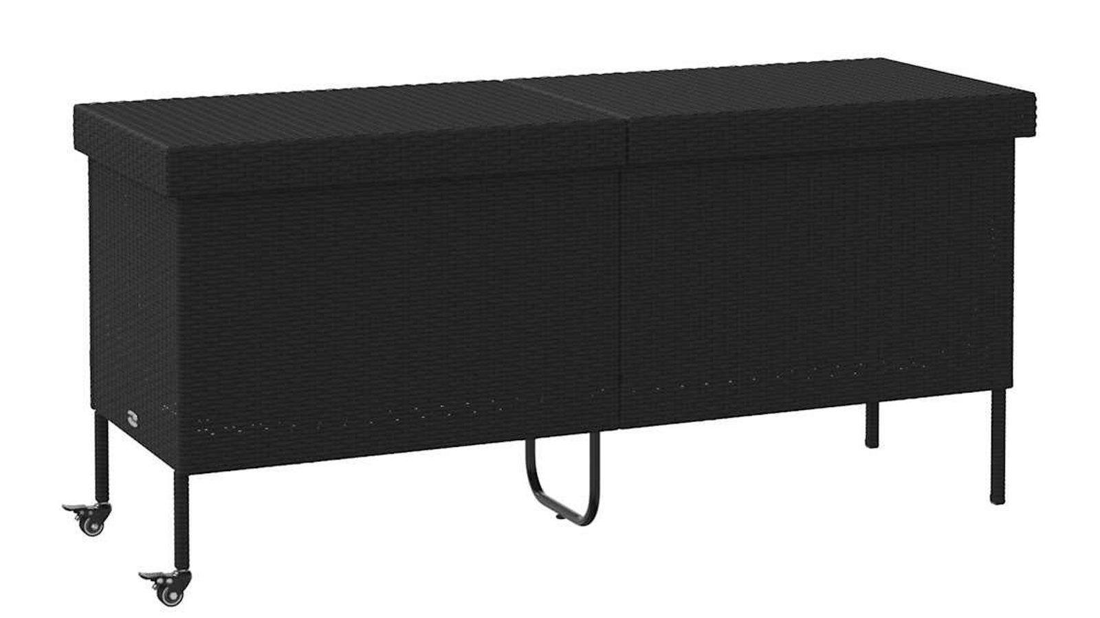 vidaXL 160 x 55 x 75cm Poly Rattan Garden Storage Box with Wheels - Black