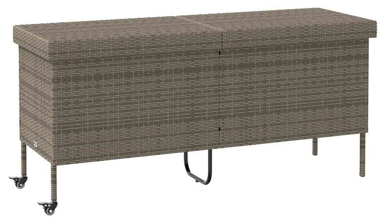 vidaXL 160 x 55 x 75cm Poly Rattan Garden Storage Box with Wheels - Grey