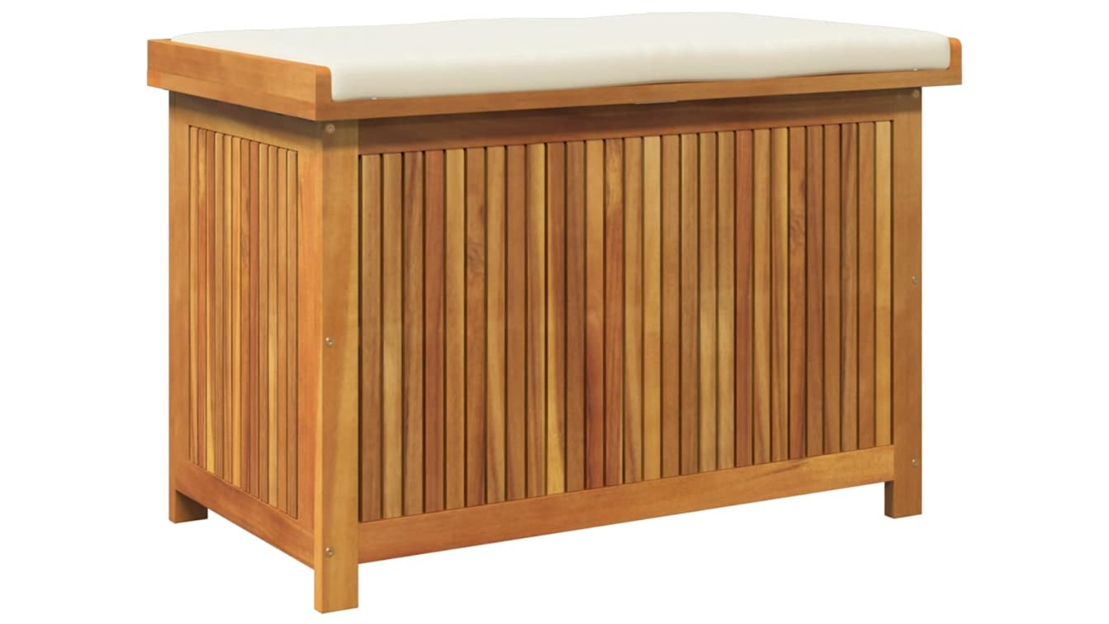 vidaXL Cream/White Solid Acacia Wood Outdoor Cushion Box - 113 x 50 x 60.5cm