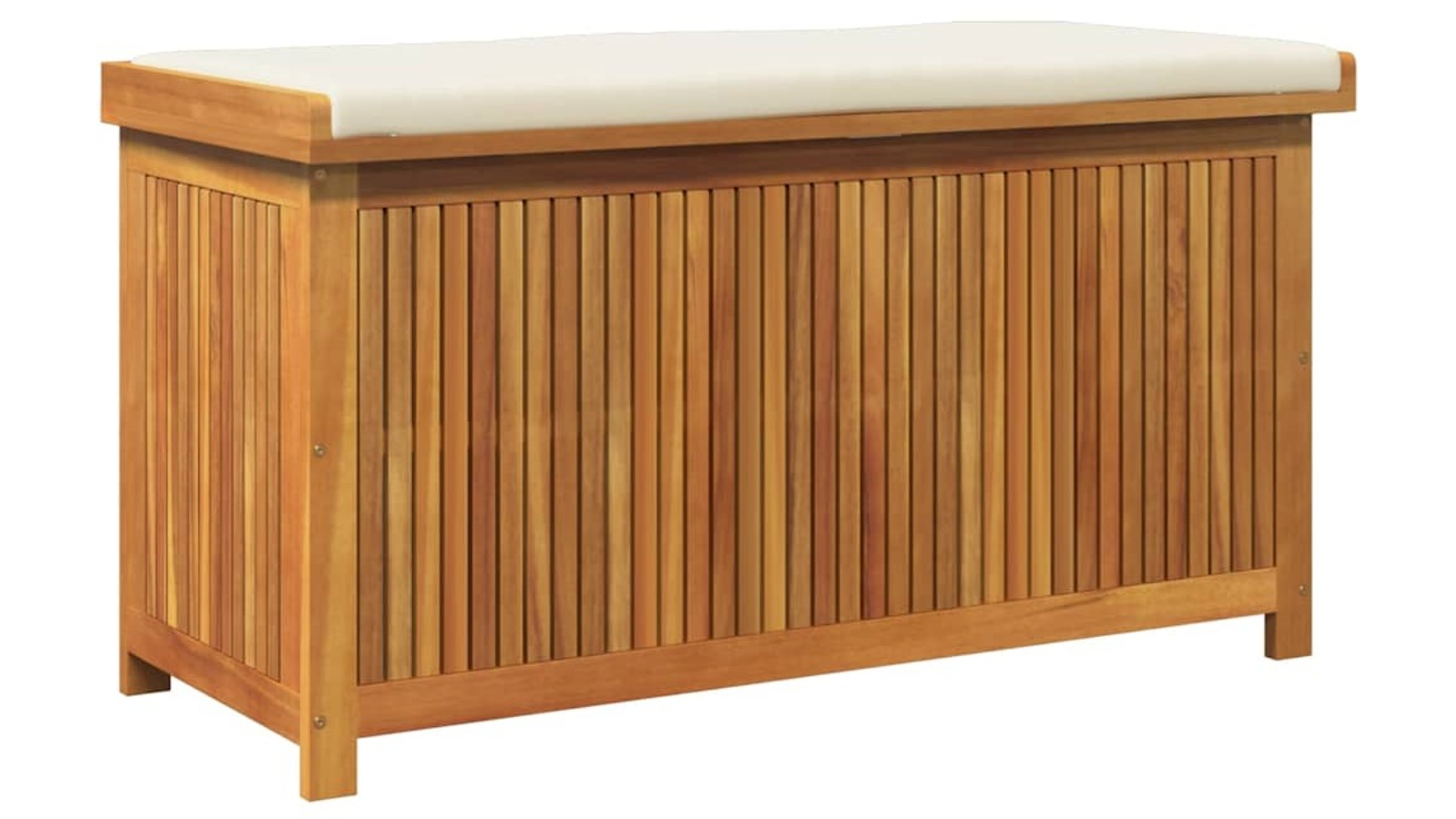 vidaXL Cream/White Solid Acacia Wood Outdoor Cushion Box