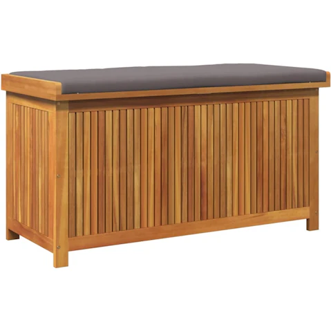 vidaXL Dark Grey Solid Acacia Wood Outdoor Cushion Box