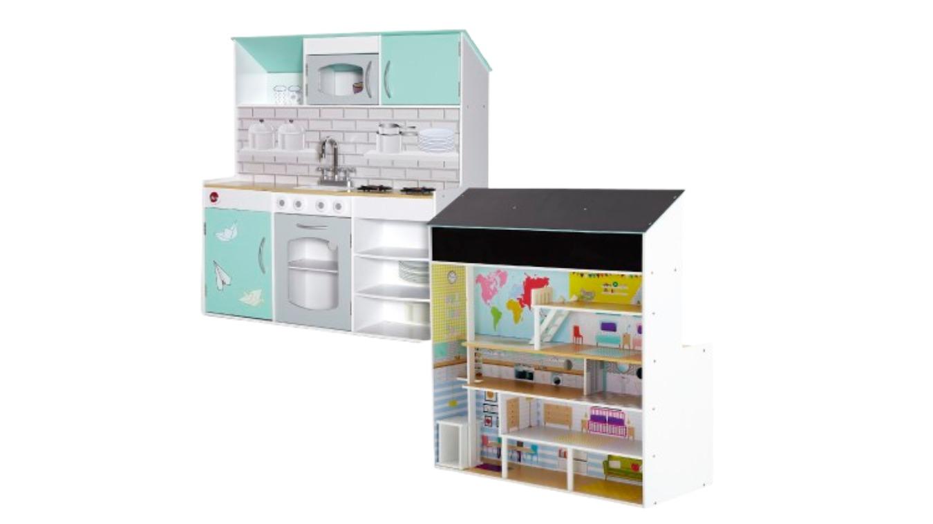 Plum Play 2-in-1 Wooden Kitchen and Doll House Playset