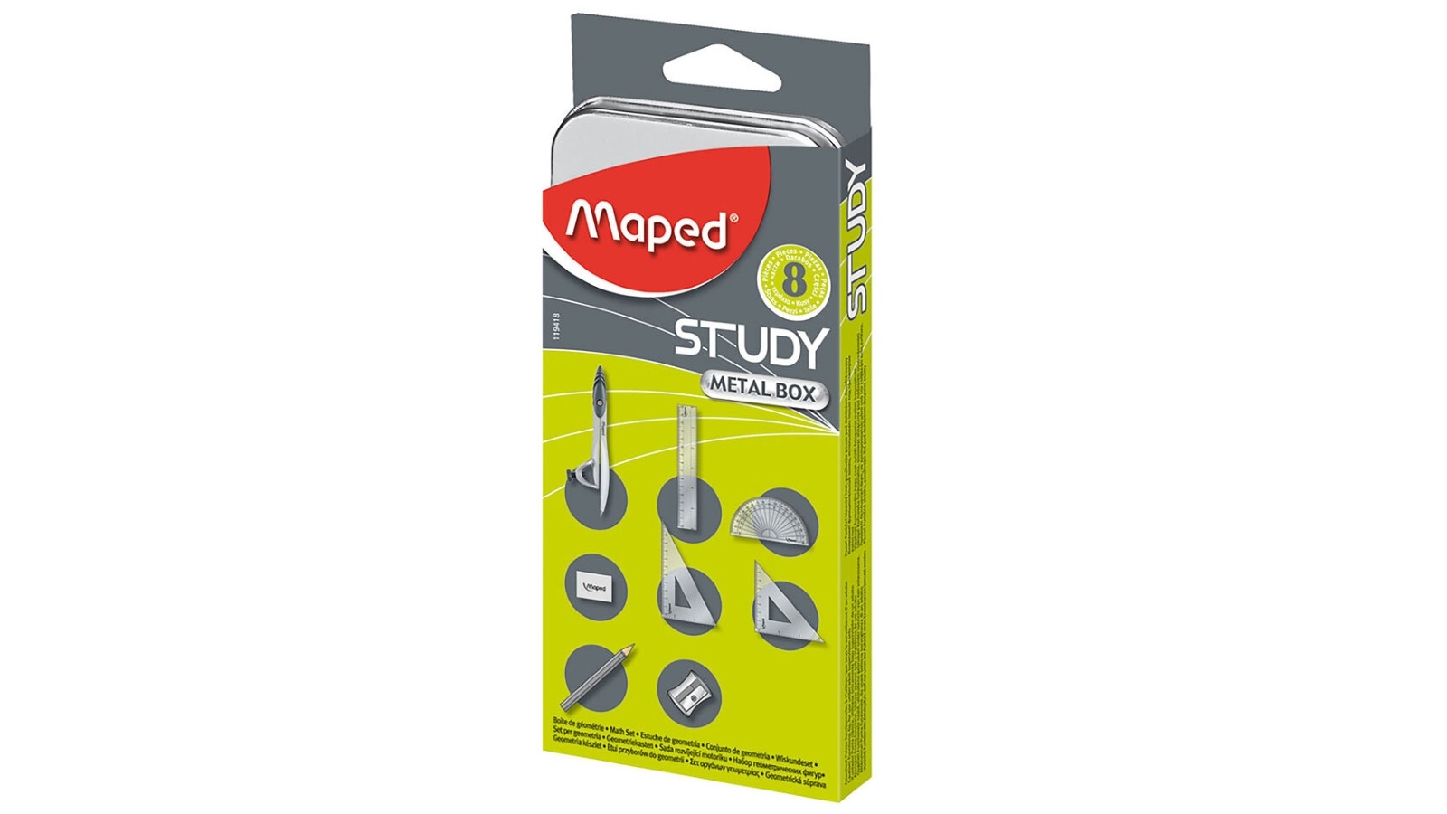 Maped 8-Piece Mathematical Instruments Set Study with Metal Box