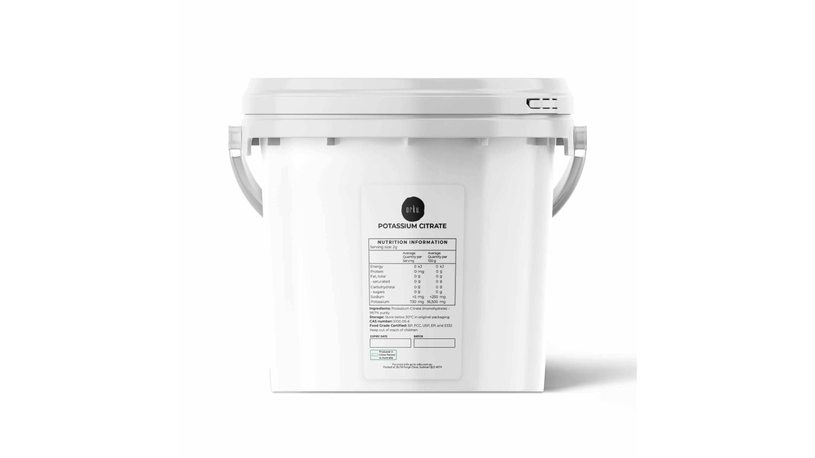 Orku Potassium Citrate Food Grade Tub - 5kg