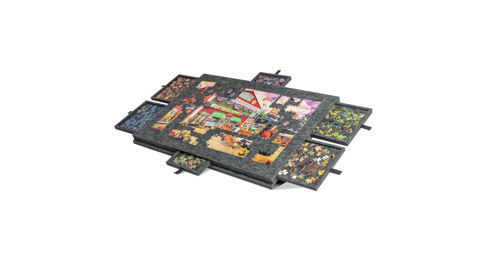 Social Hike 1000 Piece Portable Puzzle Board with Cover and Drawer - Grey