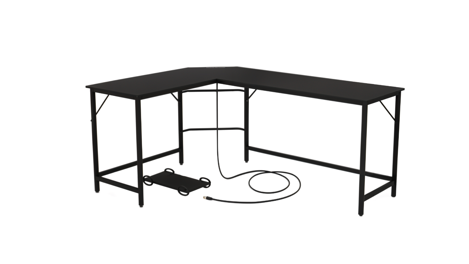 Costway L-Shaped Corner Desk with CPU Stand and Charging Station - Black
