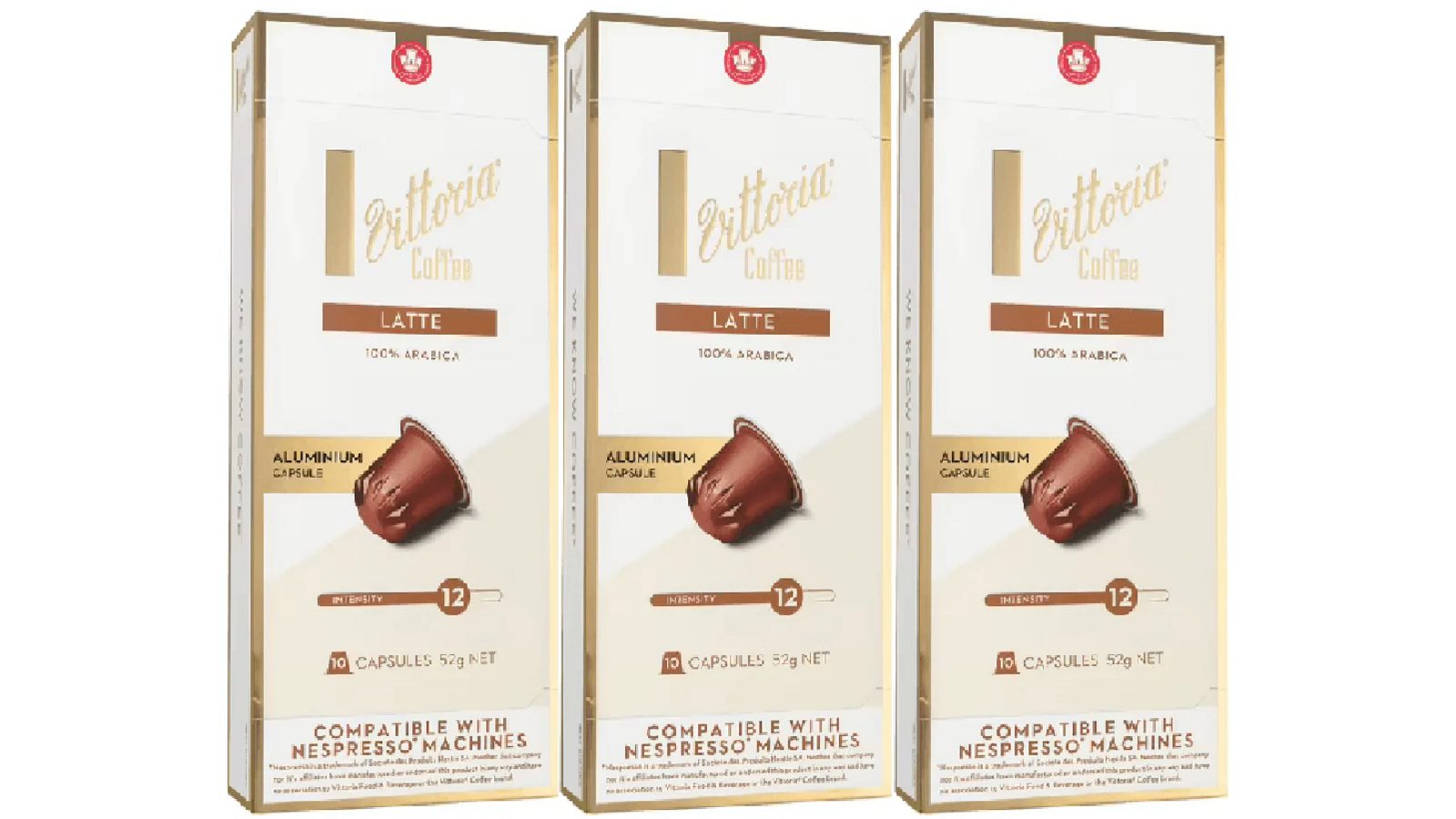 Vittoria Pack of x 10 Coffee Capsules Latte Aluminium Pods