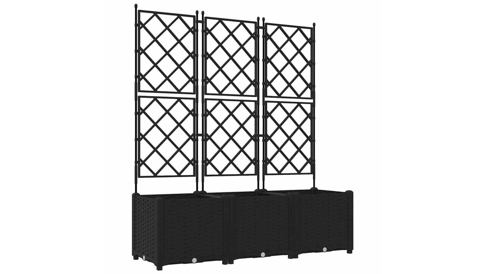 vidaXL 3 Piece Black PP Garden Planter with Trellis