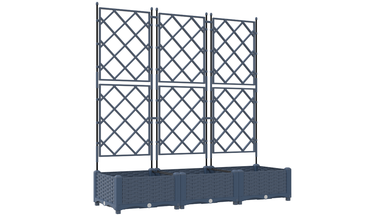 vidaXL 3 Piece Grey PP Garden Planter with Trellis - 120 x 40 x 125.5cm