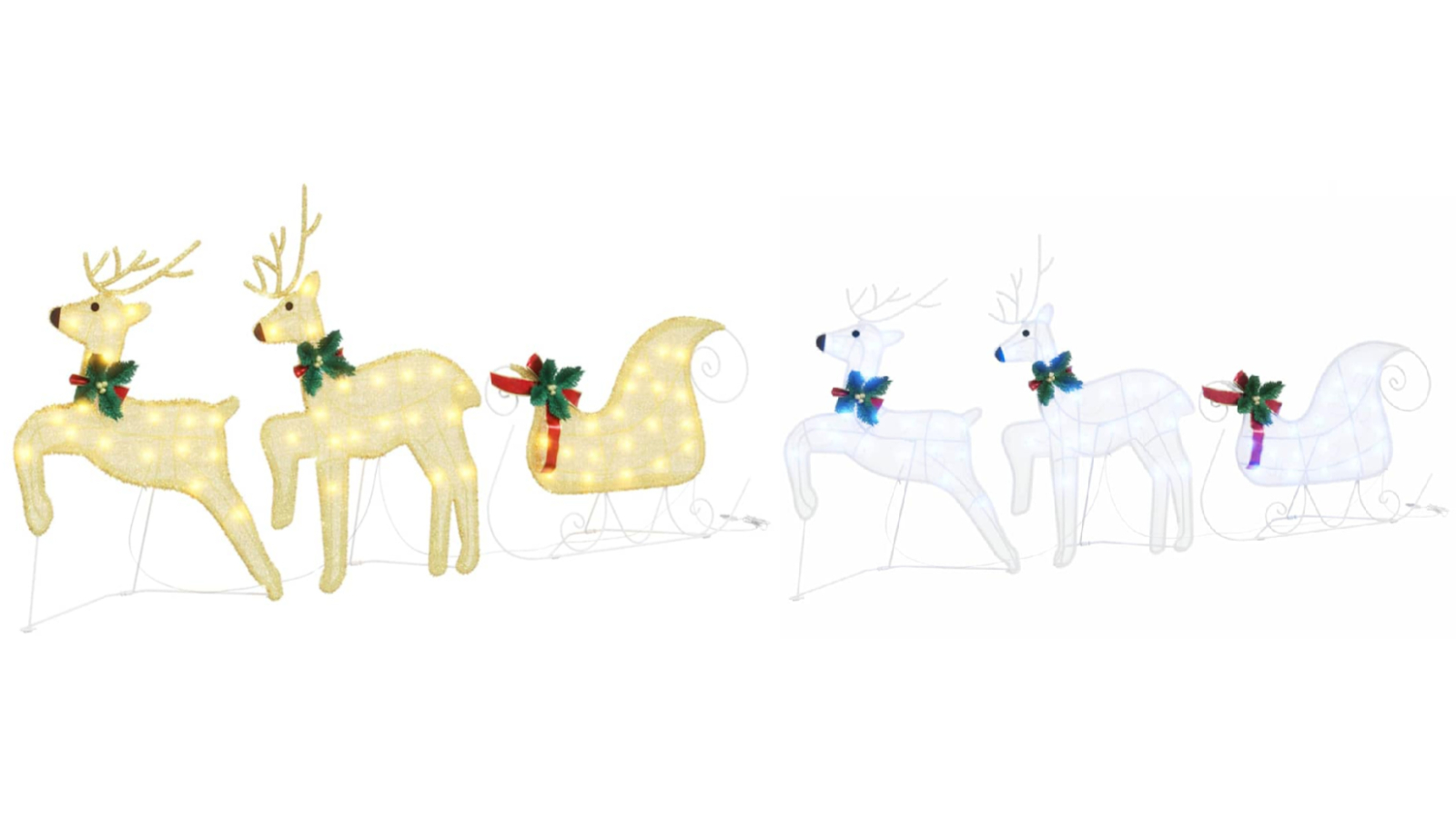vidaXL 3 Piece Fabric LED Reindeer
