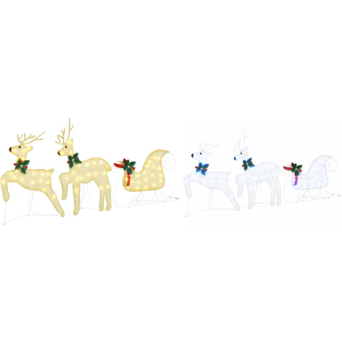 vidaXL 3 Piece Fabric LED Reindeer