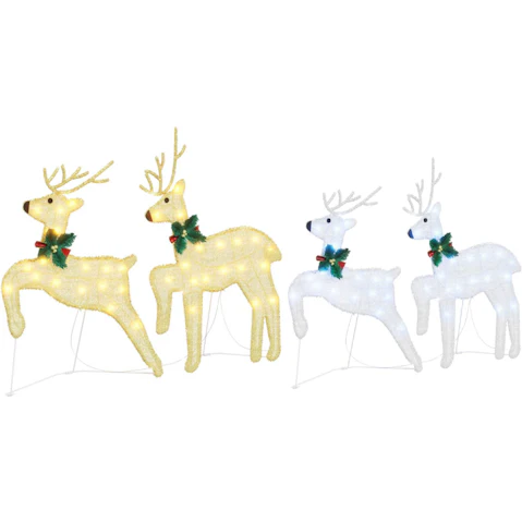 vidaXL 2 Piece Fabric LED Reindeer