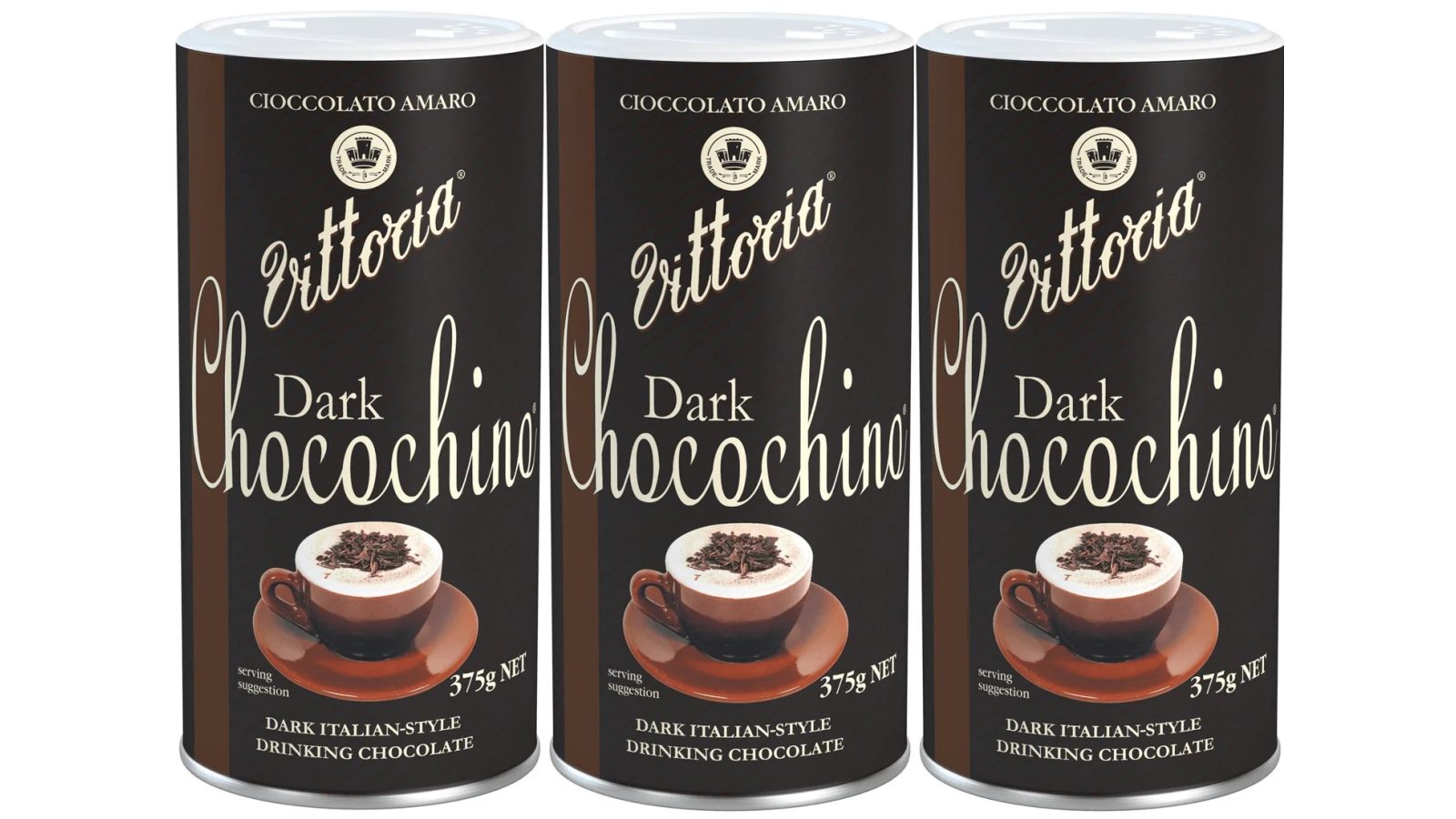 Vittoria Pack of 3 Original Dark ChocoChino Chocolate Italian Style - Cioccolato Orignale