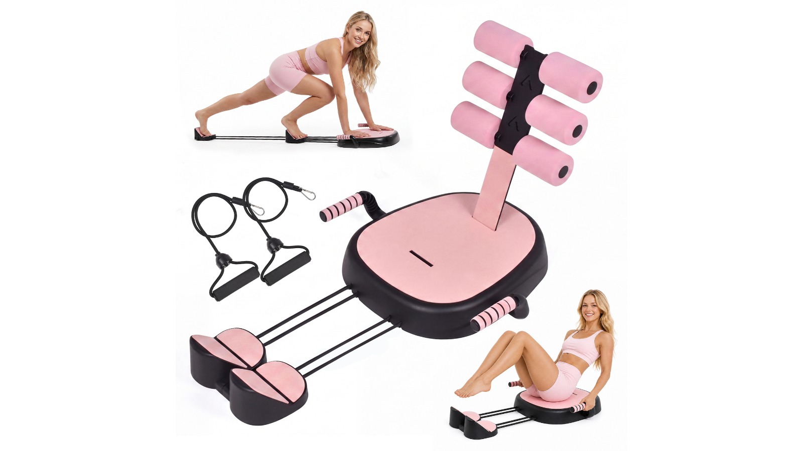 Advwin Multi-Functional Core Workout Equipment with Adjustable Backrest - Pink
