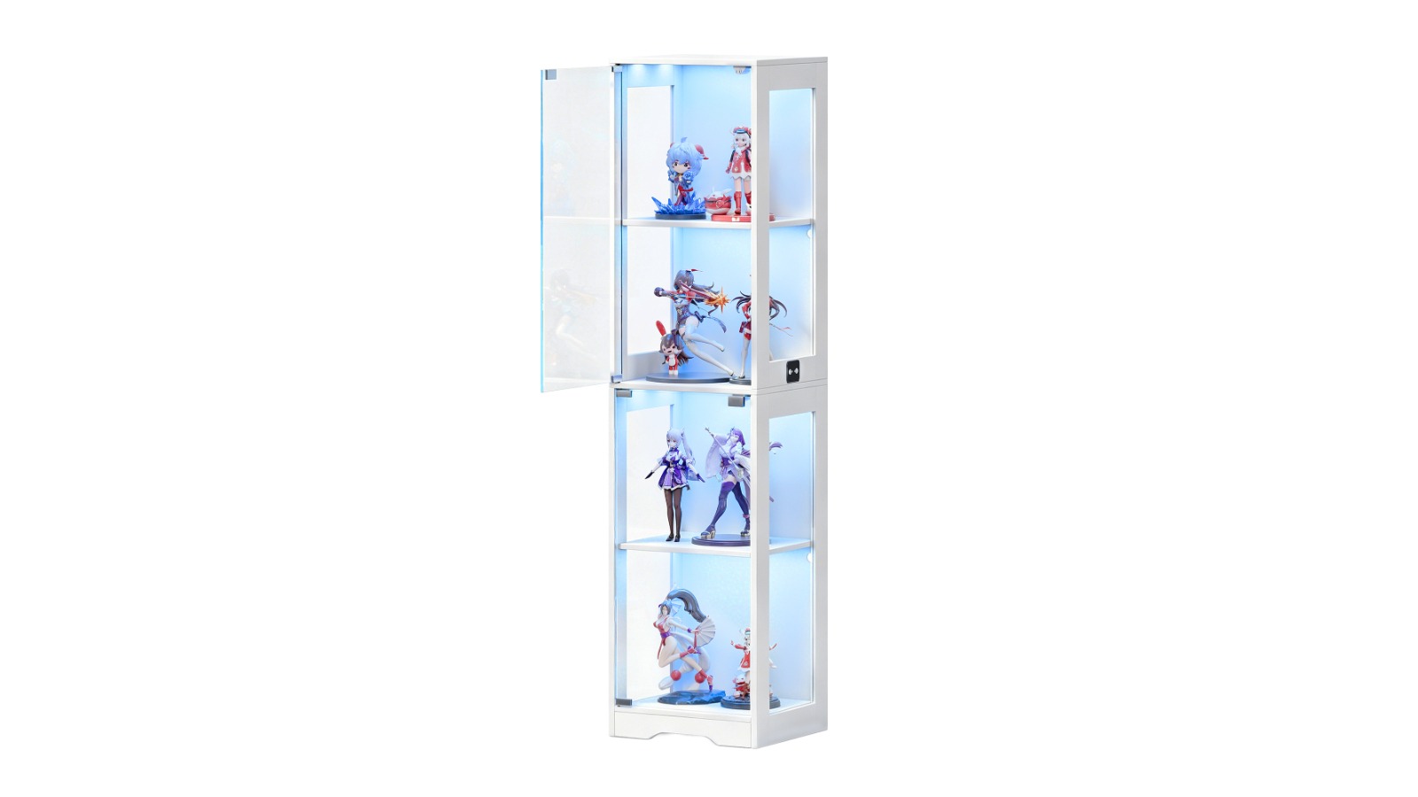 Advwin 4-Tier 160cm LED Glass Display Storage Cabinet - White