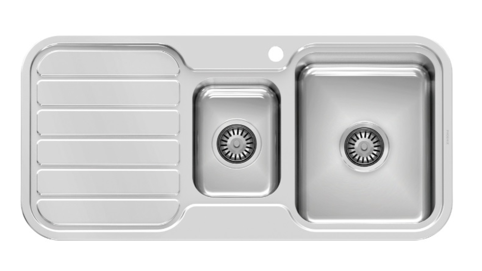 Phoenix 1000 Series 1 and 1/3 Right Hand Bowl Sink with Drainer and Taphole
