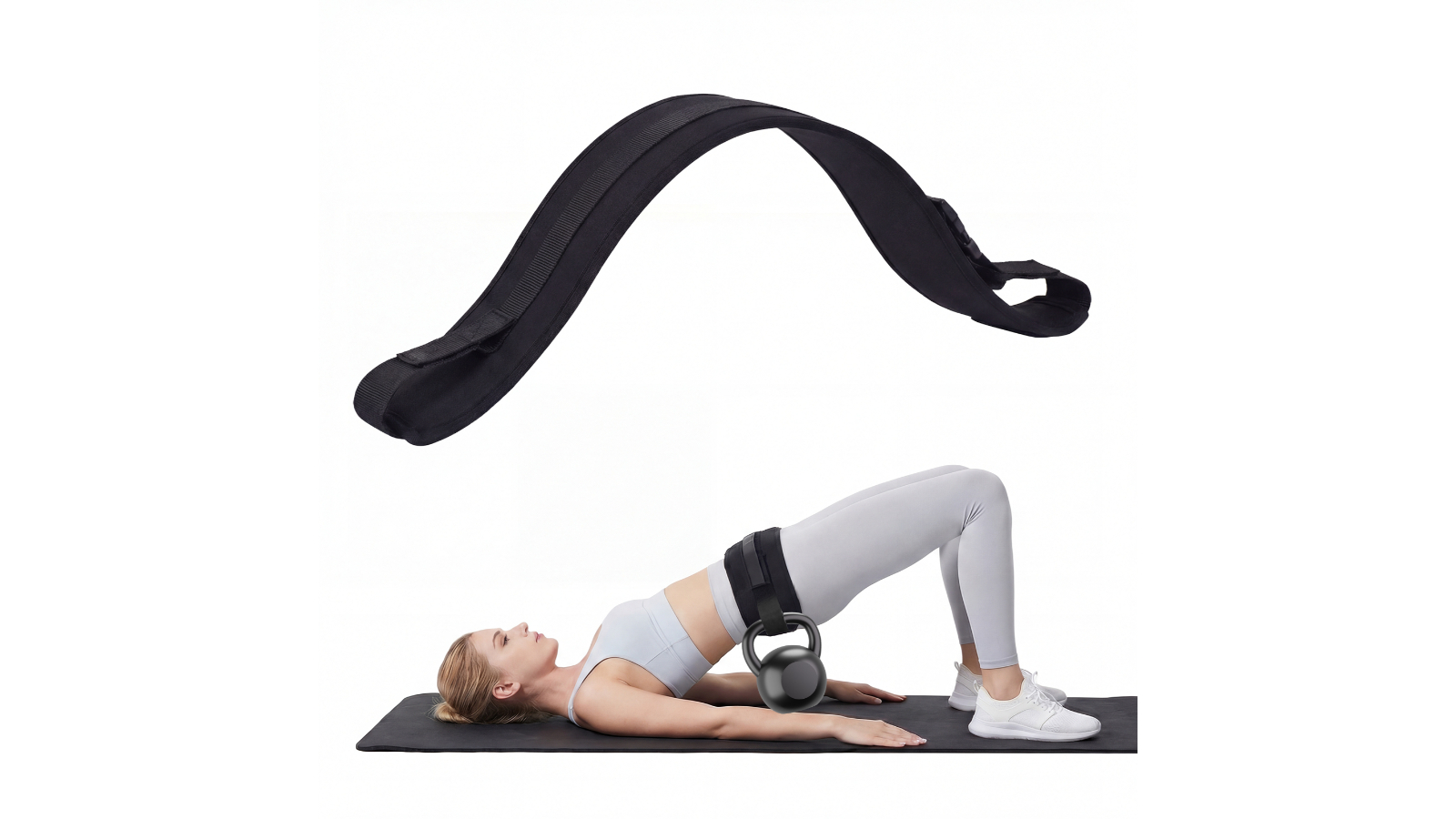 Advwin Adjustable Hip Thrust Belt for Dumbbell and Kettlebell - Black