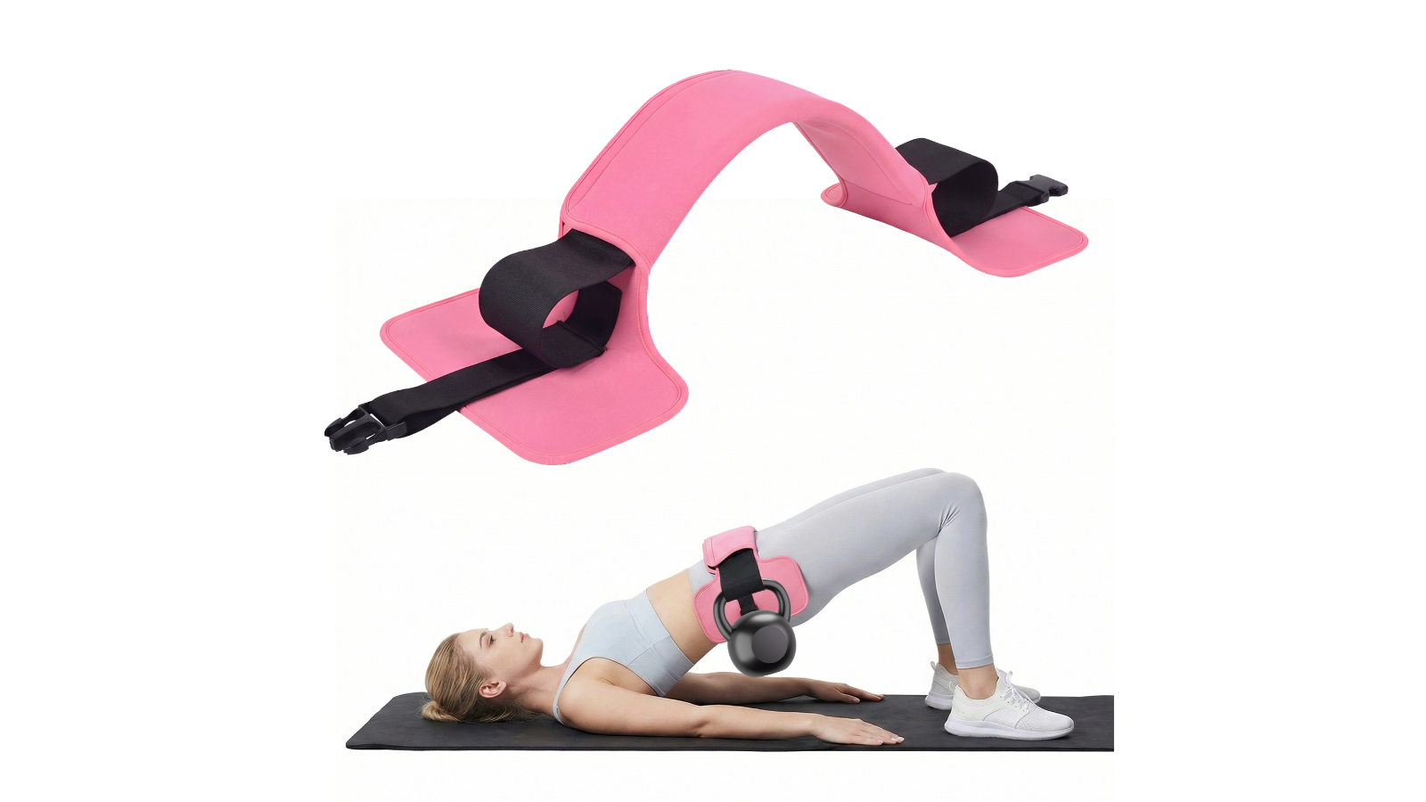Advwin Adjustable Hip Thrust Belt for Dumbbell and Kettlebell - Pink