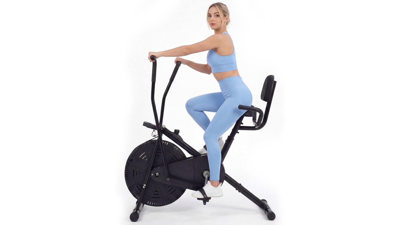 Advwin Air Exercise Bike with Fan Resistance, Backrest Seat and Heart Rate Monitor