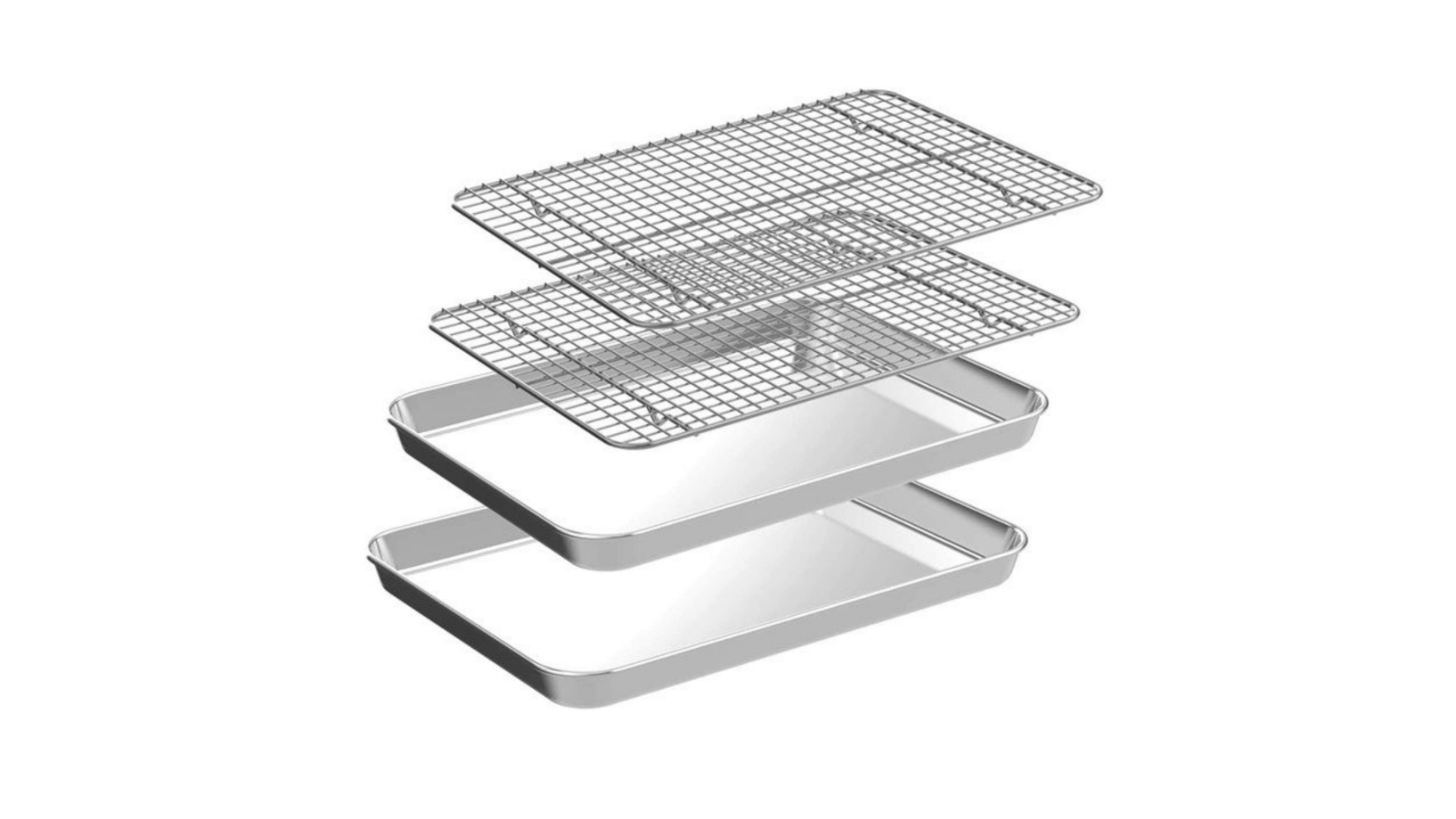 Kitchee 4 Piece Stainless Steel Oven Baking Tray and Cooling Rack - 40.5 x 30.5cm