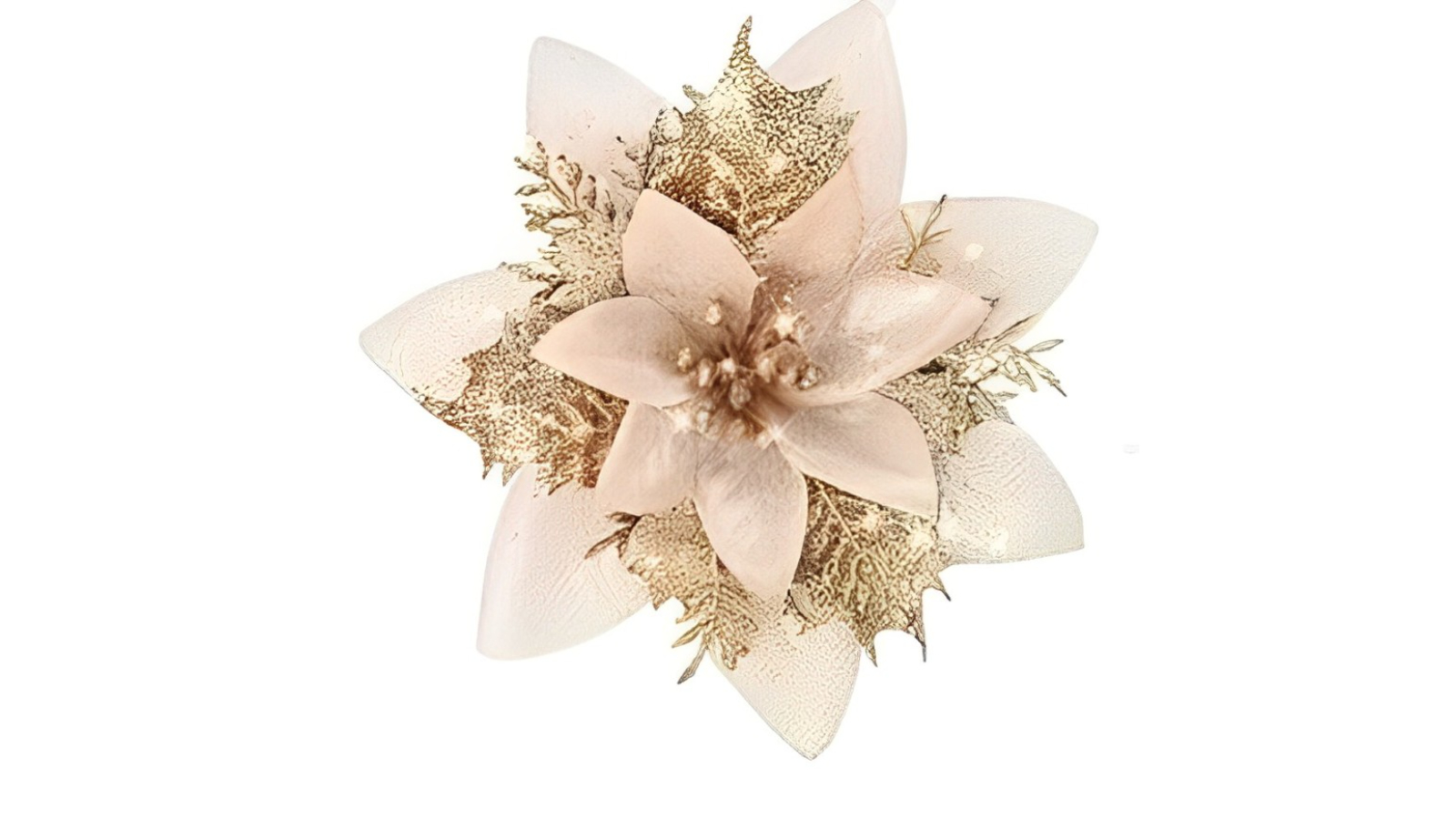 TM Glitter Poinsettias Christmas Tree Decorations with Clip and Stem