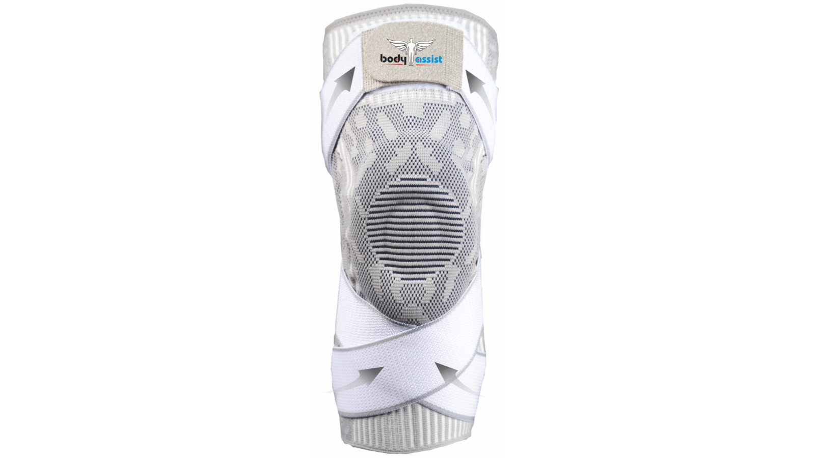 Bodyassist White/Grey Sports Knee with Stability Strap
